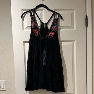 Free People Black Embroidered Dress